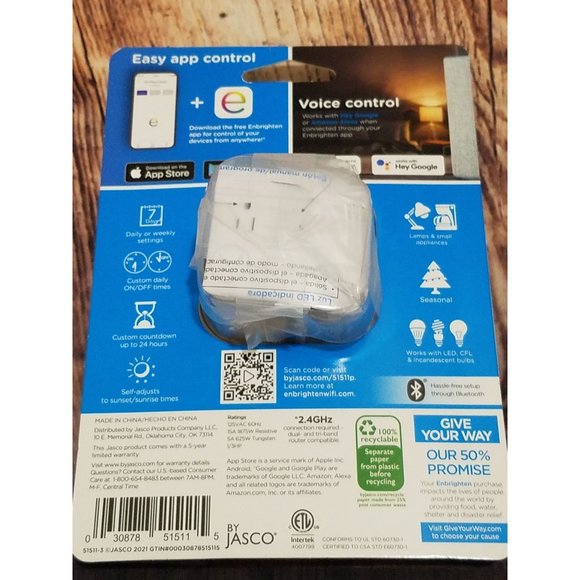 Enbrighten Mini Plug in WiFi Smart Switch Hey Google Alexa - Picture 2 of 2